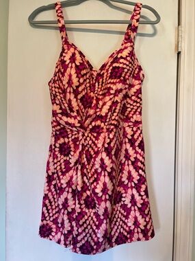 Susan Graver Pink and Cream Floral-Print One-Piece Swimsuit